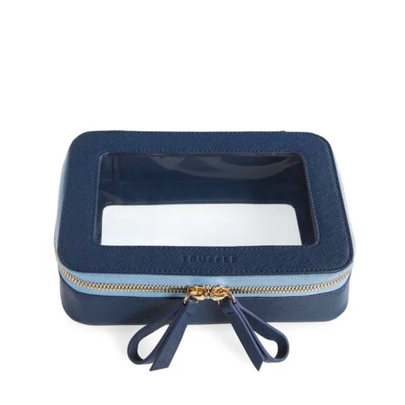 Truffle clarity jet set cosmetic case navy blue